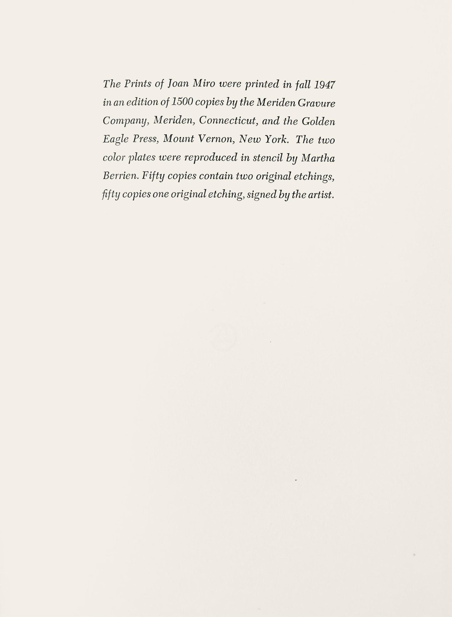 Joan Mir, Composition, The Prints of Joan Miro, Etching