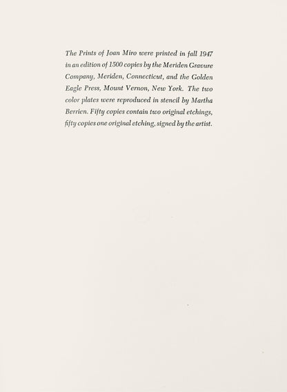 Joan Mir, Composition, The Prints Of Joan Miro, Etching