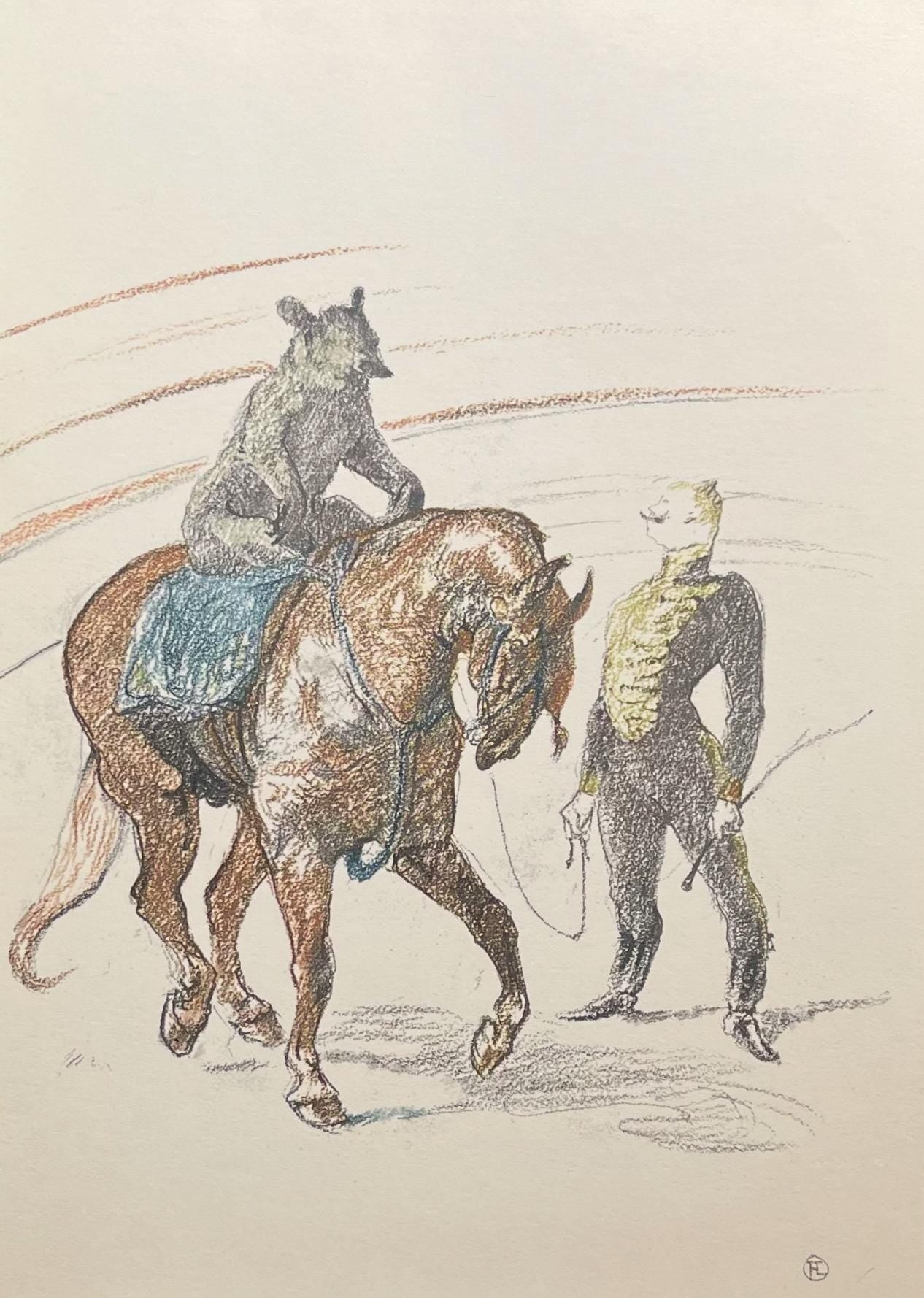 Henri De Toulouse-Lautrec, Bear Performing, Henri De Toulouse-Lautrec, At The Circus, Lithograph