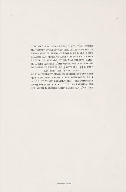 Fernand Lger, Composition, Cirque, Lithographies Originales, Lithograph