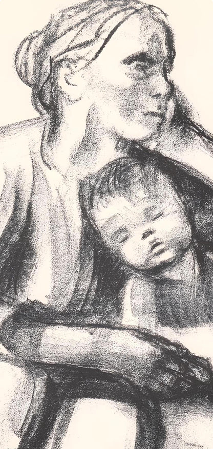 Kthe Kollwitz, Worker Woman With Sleeping Child (Arbeiterfrau Mit Schlafendem Jungen), Lithograph