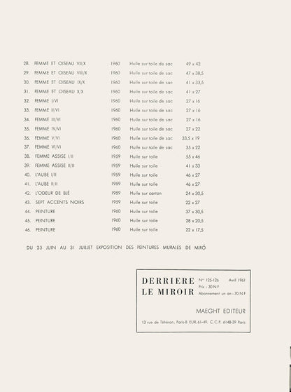 Joan Mir, Composition, Derrire Le Miroir, Lithograph