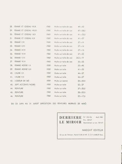 Joan Mir, Composition, Derrire Le Miroir, Lithograph