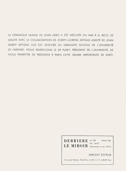 Joan Mir, Composition, Derrire Le Miroir, Lithograph