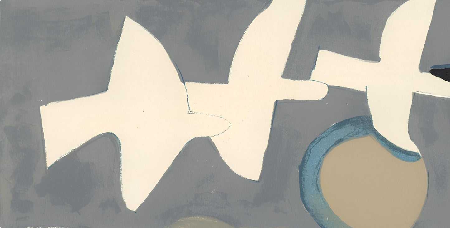 Georges Braque, Quatre Oiseaux (Maeght 1030), Derrire Le Miroir, Lithograph