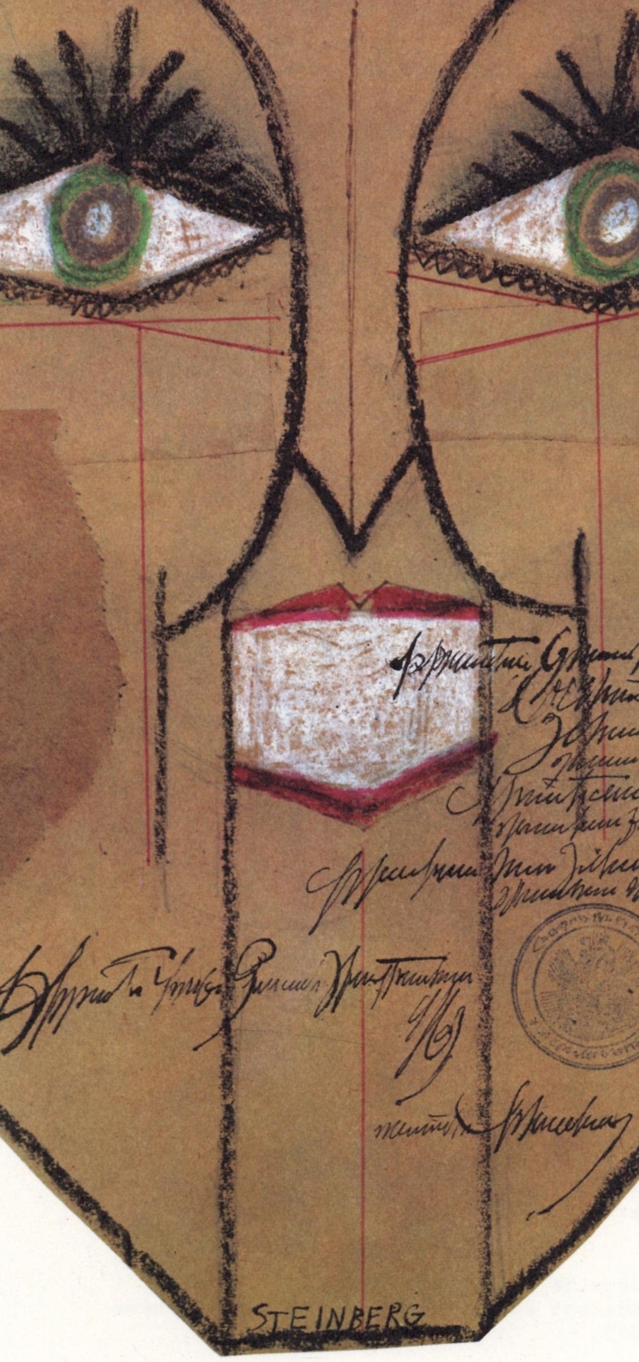 Saul Steinberg, Composition, Derrire Le Miroir, Lithograph