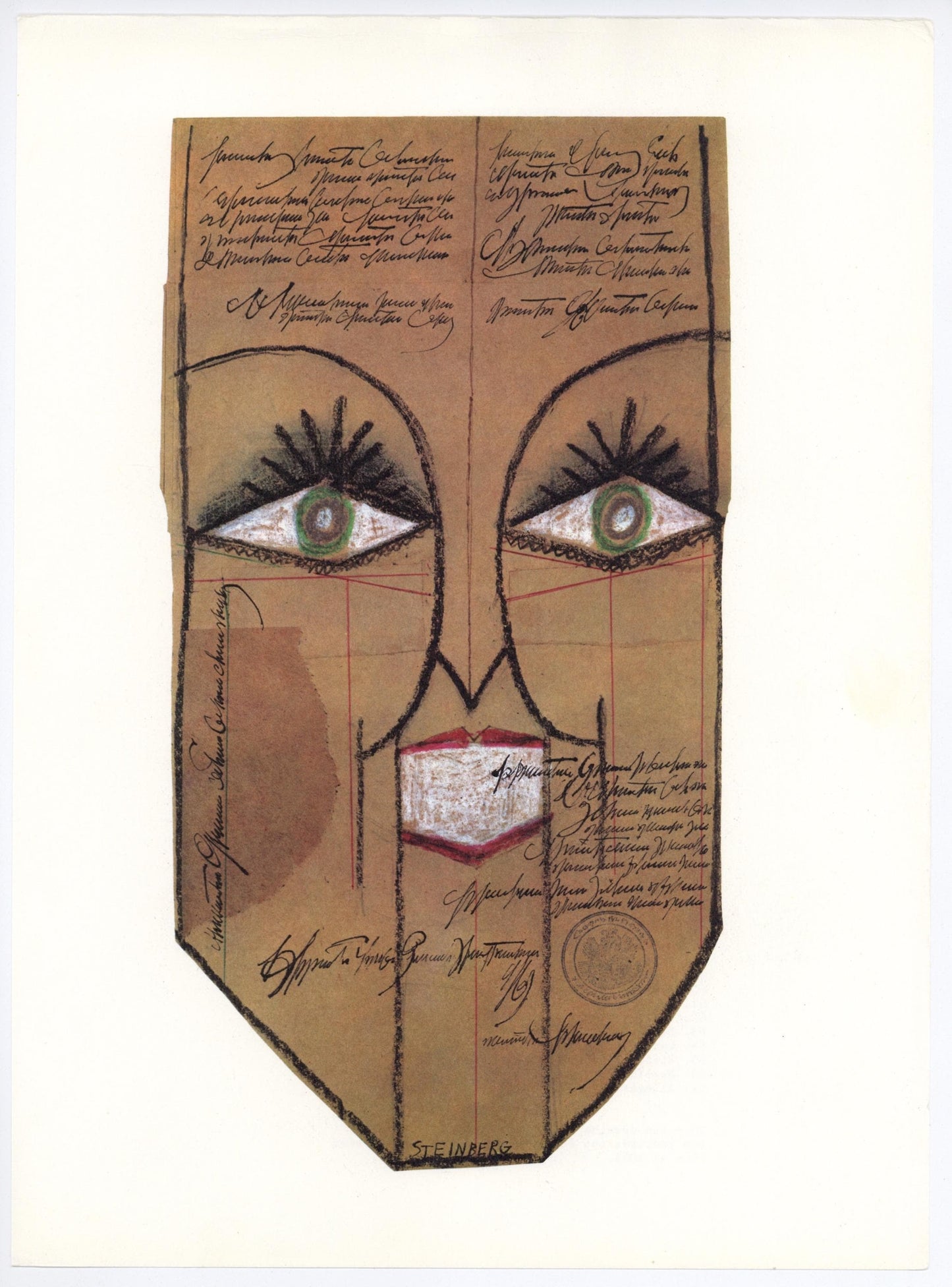 Saul Steinberg, Composition, Derrire Le Miroir, Lithograph
