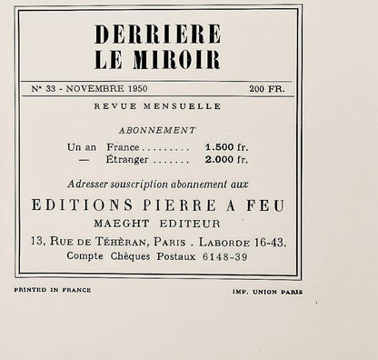 Hans Jean Arp, Composition, Derrire Le Miroir, Woodcut