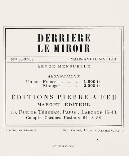 Fernand Lger, Les Instruments De La Passion, Derrire Le Miroir, Lithograph