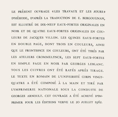 Jacques Villon, Composition (Ginestet/Pouillon 42-64), Hsiode, Les Travaux Et Les Jours, Etching