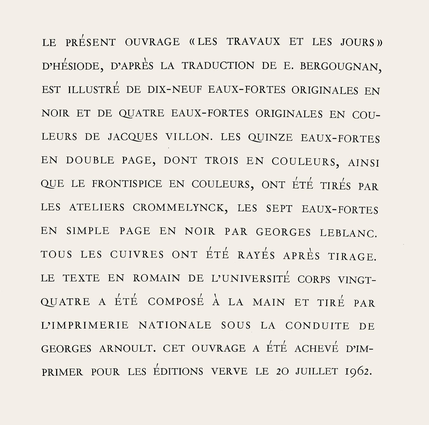 Jacques Villon, Composition (Ginestet/Pouillon 42-64), Hsiode, Les Travaux Et Les Jours, Etching