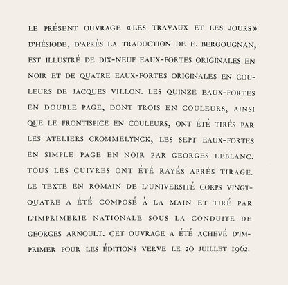 Jacques Villon, Composition (Ginestet/Pouillon 42-64), Hsiode, Les Travaux Et Les Jours, Etching