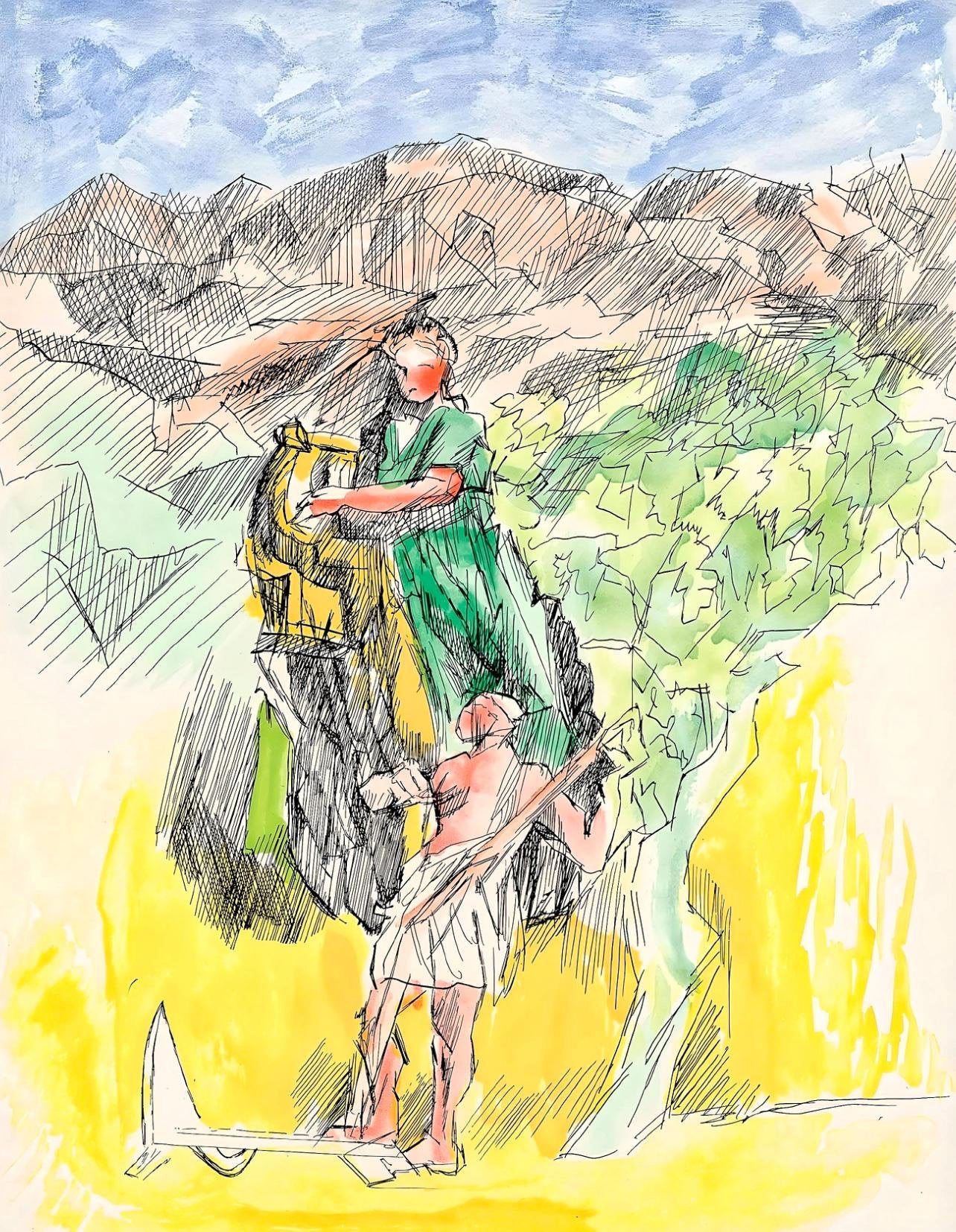 Jacques Villon, Composition (Ginestet/Pouillon 42-64), Hsiode, Les Travaux Et Les Jours, Etching