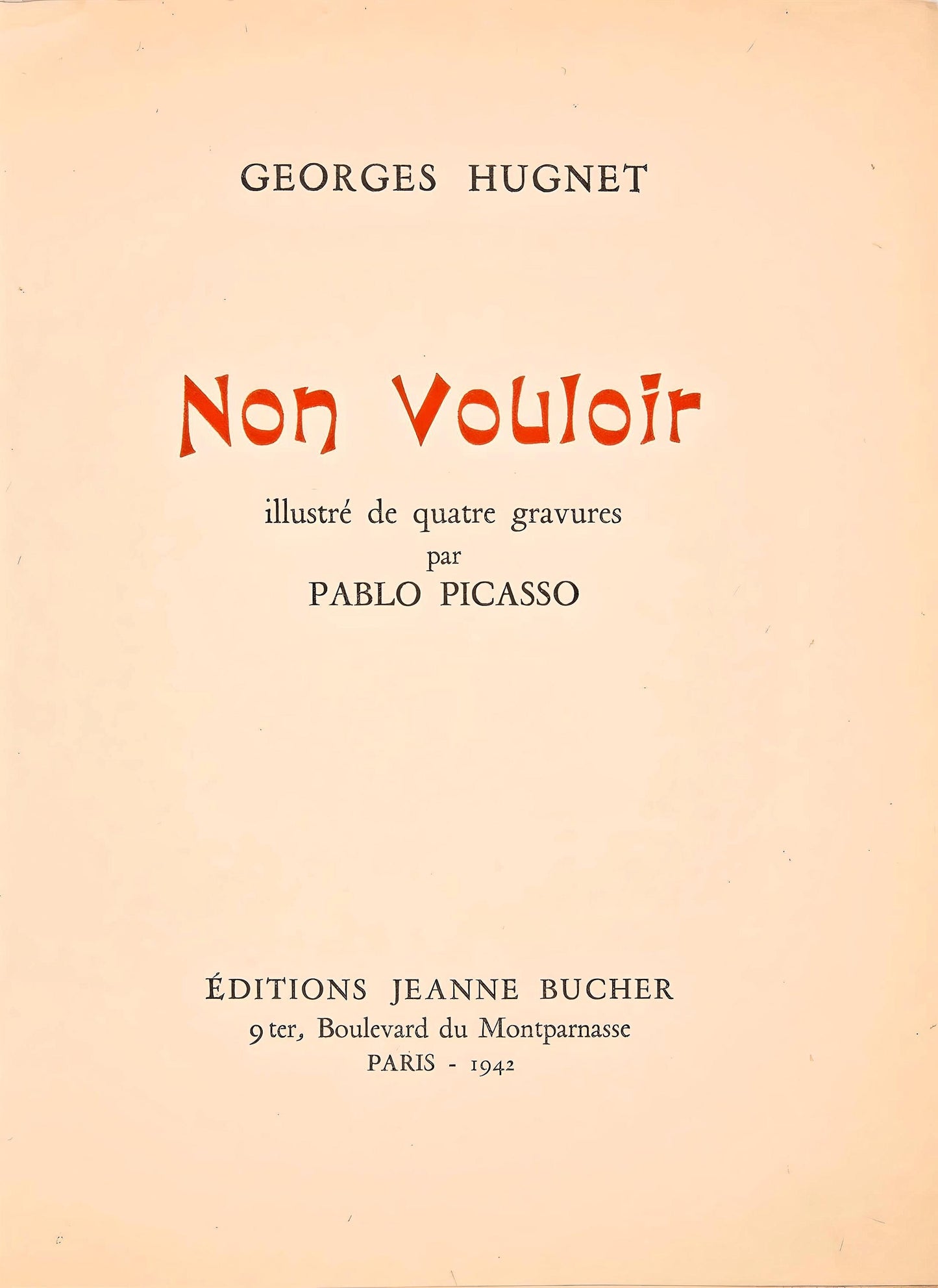 Pablo Picasso, Composition (Cramer 36; Bloch 360; Horodisch A6), Non Vouloir, Zincograph