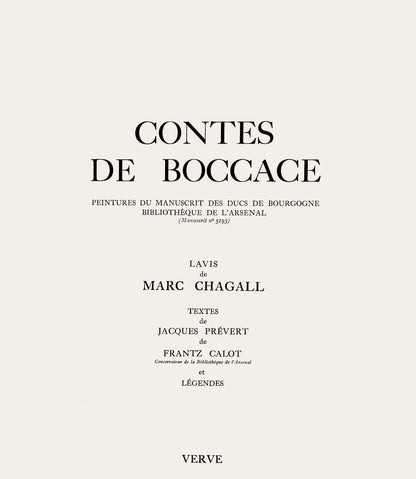 Marc Chagall, Composition, Contes De Boccace, Verve: Revue Artistique Et Littraire, Lithograph