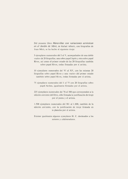 Joan Mir, Composition (Mourlot, 1051-1072), Maravillas Con Variaciones Acrsticas En El Jardn De