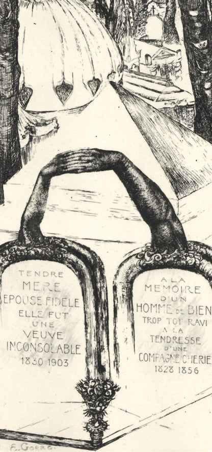 Douard Goerg, Le Cimetire Du Pre, A La Gloire Paris, Etching