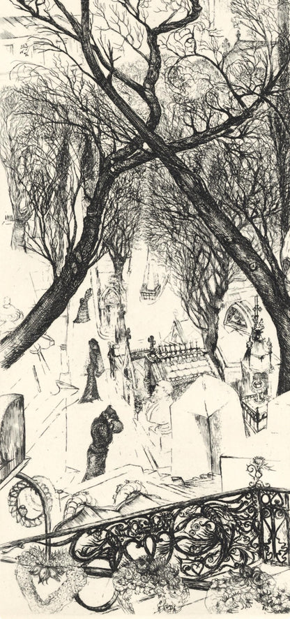 Douard Goerg, Le Cimetire Du Pre, A La Gloire Paris, Etching