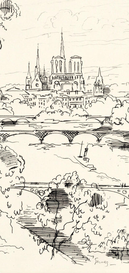 Paul-Lie Gernez, Seine, Berceau De Paris, A La Gloire Paris, Etching
