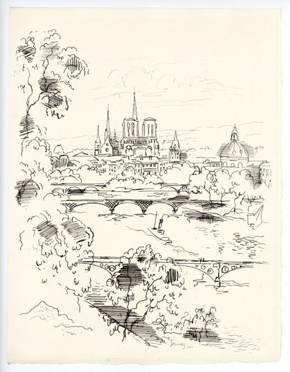 Paul-Lie Gernez, Seine, Berceau De Paris, A La Gloire Paris, Etching