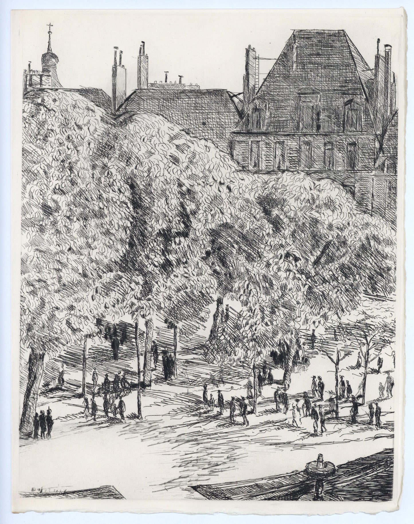 Georges Dufrnoy, Placement Des Vosges, A La Gloire Paris, Etching