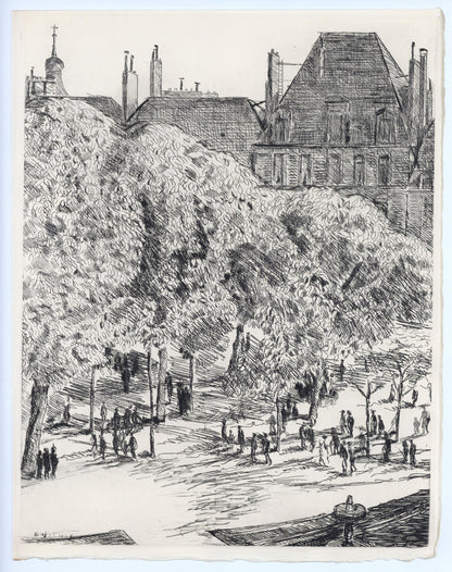 Georges Dufrnoy, Placement Des Vosges, A La Gloire Paris, Etching