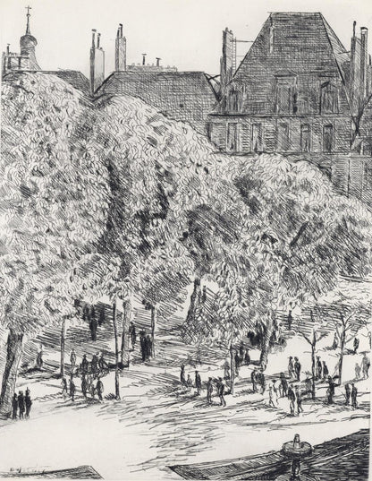 Georges Dufrnoy, Placement Des Vosges, A La Gloire Paris, Etching