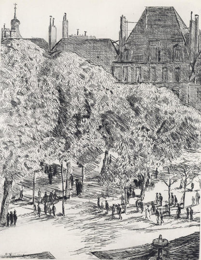Georges Dufrnoy, Placement Des Vosges, A La Gloire Paris, Etching