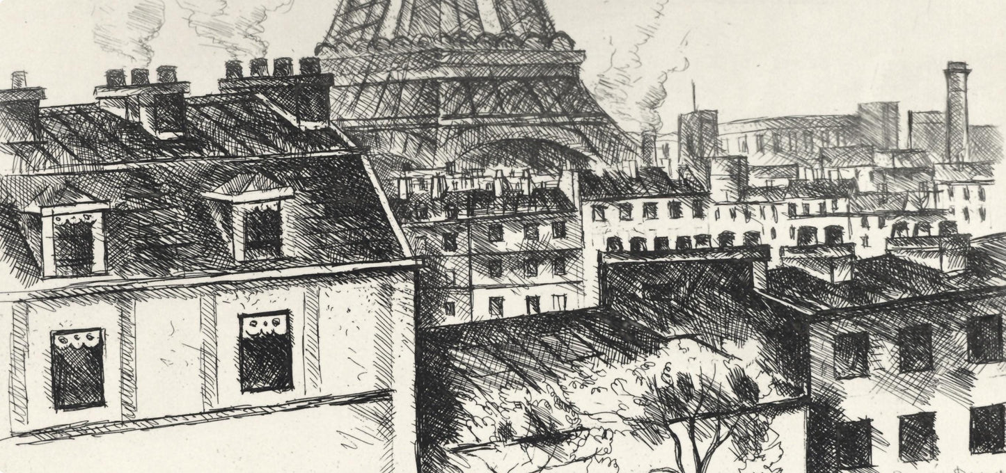 Ren Durey, Le Champ De Mars, A La Gloire Paris, Etching
