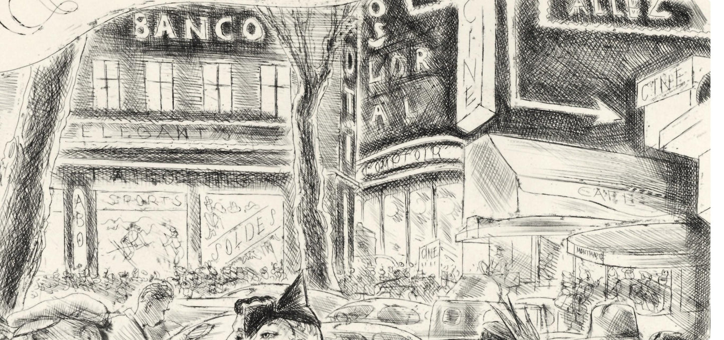 Chas Laborde, Les Boulevards, A La Gloire Paris, Etching