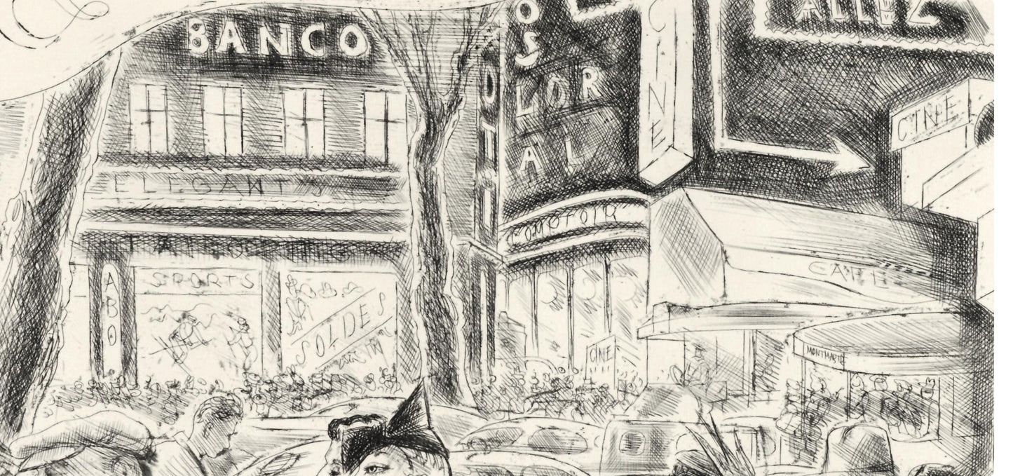 Chas Laborde, Les Boulevards, A La Gloire Paris, Etching