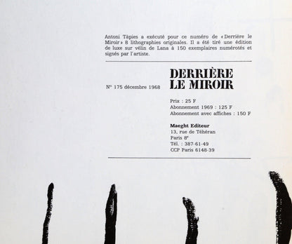 Antoni Tpies, Composition, Derrire Le Miroir, Lithograph