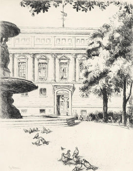 Eugne Corneau, La Bibliothque Nationale, A La Gloire Paris, Etching