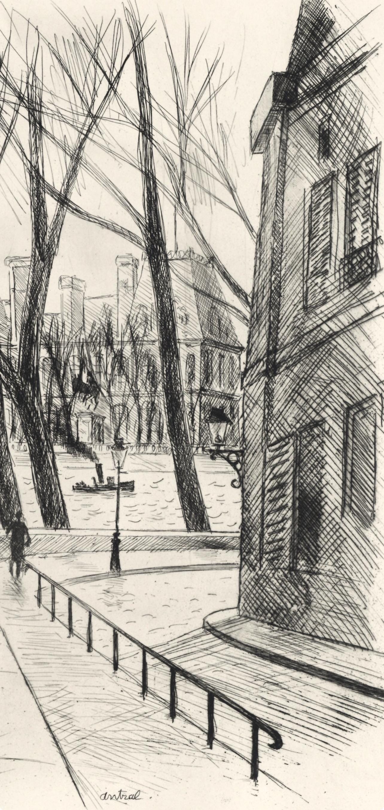 Robert Louis Antral, L'Htel De Ville, A La Gloire Paris, Etching