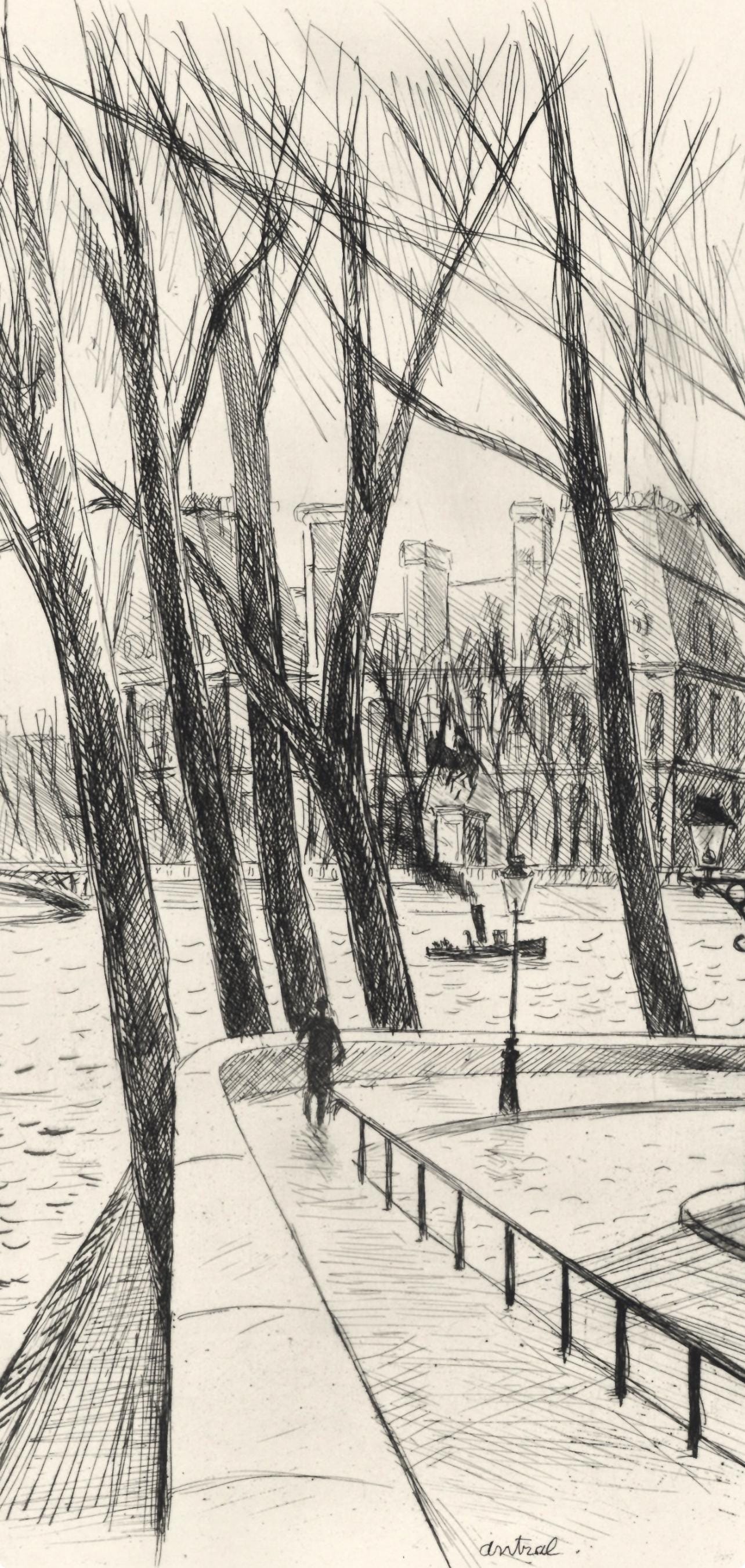 Robert Louis Antral, L'Htel De Ville, A La Gloire Paris, Etching