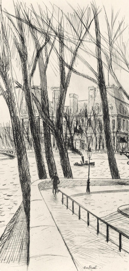 Robert Louis Antral, L'Htel De Ville, A La Gloire Paris, Etching