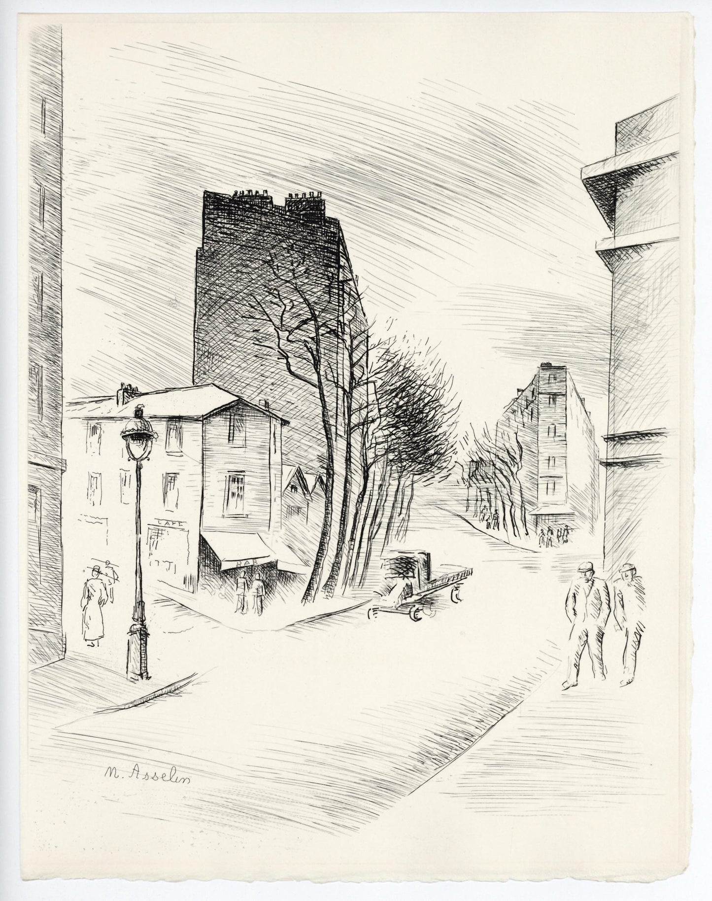 Maurice Asselin, Belleville A Vol D'Me, A La Gloire Paris, Etching