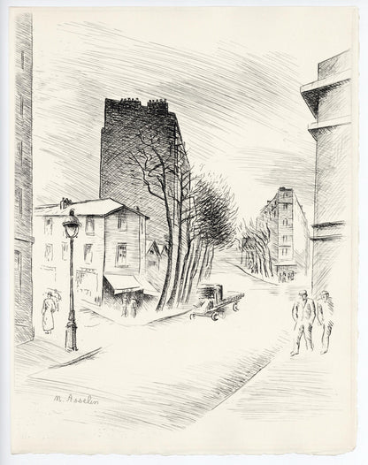 Maurice Asselin, Belleville A Vol D'Me, A La Gloire Paris, Etching