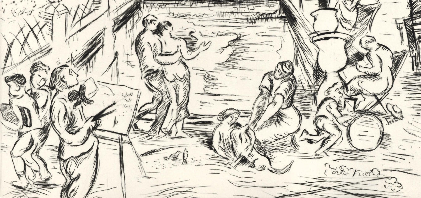 Achille-Mile Othon Friesz, Mdici Fountain, Luxembourg Gardens, Paris, A La Gloire Paris, Etching