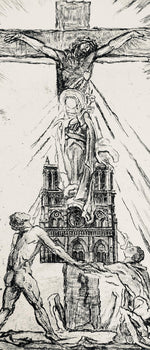 George Desvallires, Crucifix De Notre Dame, A La Gloire Paris, Etching