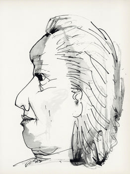 Pablo Picasso, Profil De Vieille Femme, Trait Et Lavis (Cramer No. 84), 40 Dessins De Picasso En