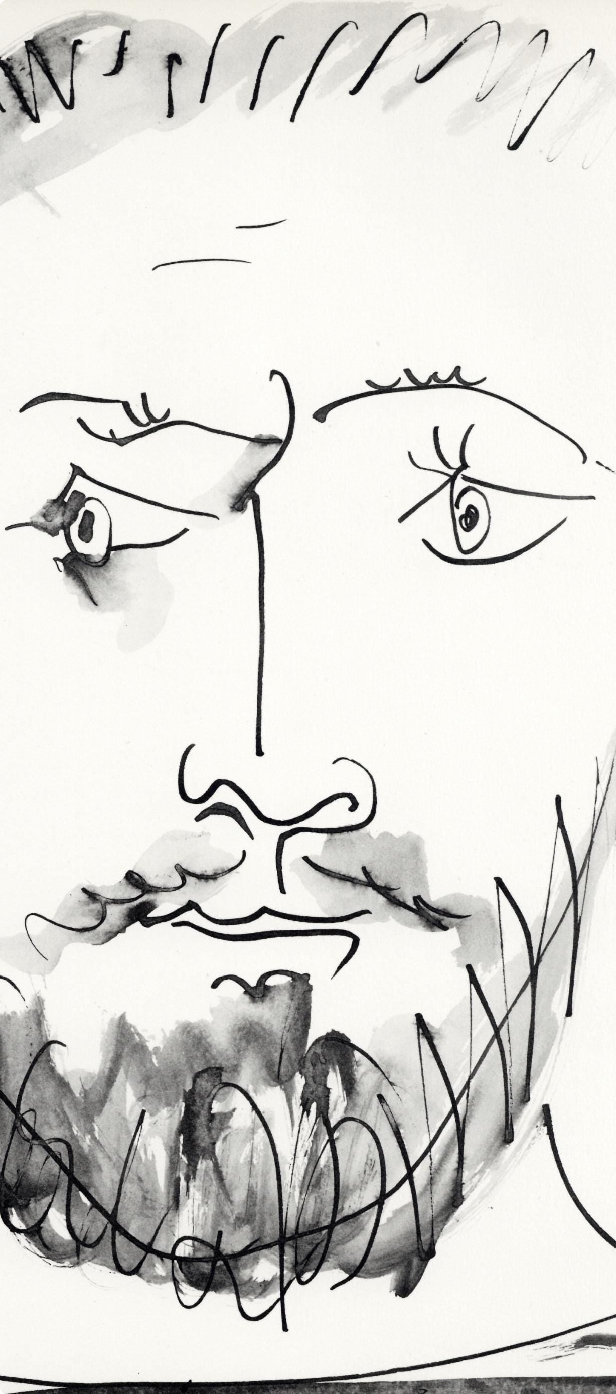 Pablo Picasso, Visage D'Homme, Profil Droit (Cramer No. 84), 40 Dessins De Picasso En Marge Du