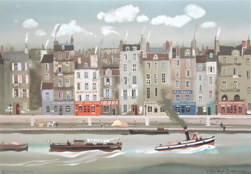 Lithograph - Michel Delacroix - Le Remorqueur