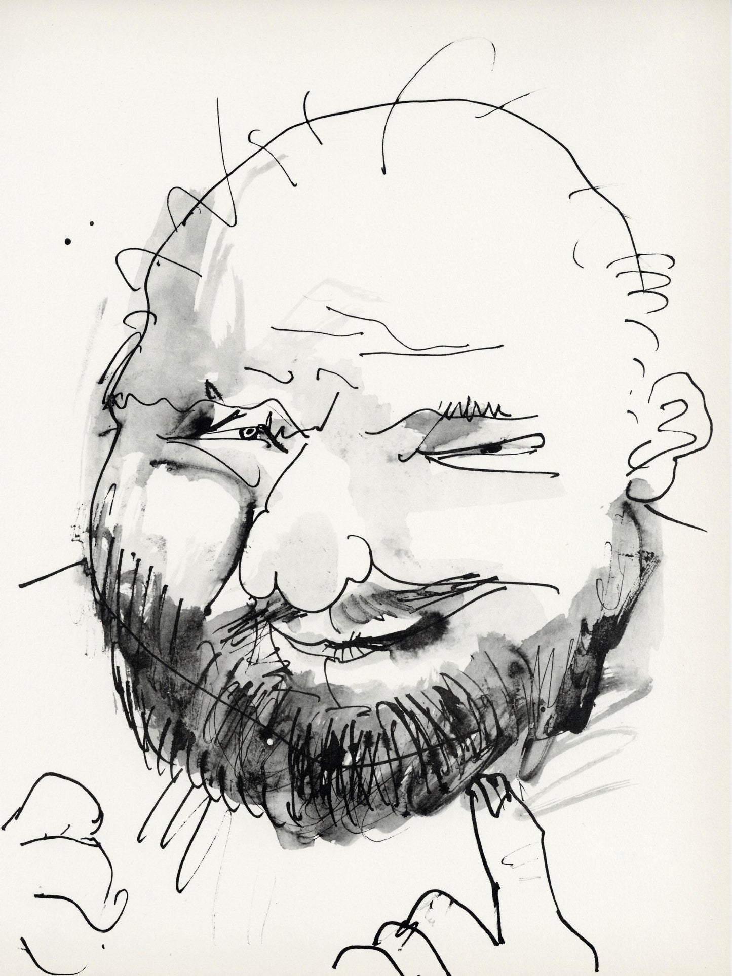 Pablo Picasso, Chauve, Barbu Et Hilare, Trait Et Lavis (Cramer No. 84), 40 Dessins De Picasso En