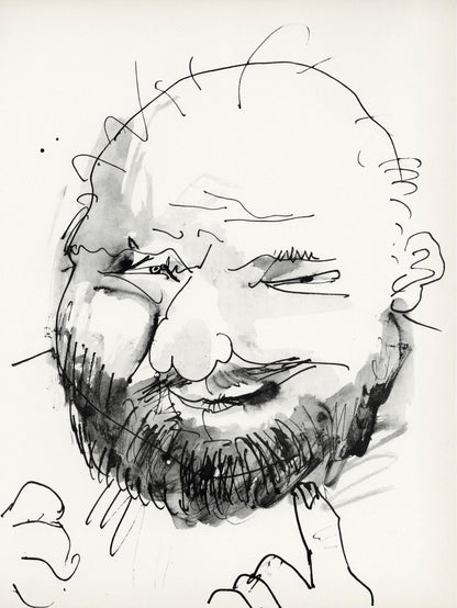 Pablo Picasso, Chauve, Barbu Et Hilare, Trait Et Lavis (Cramer No. 84), 40 Dessins De Picasso En
