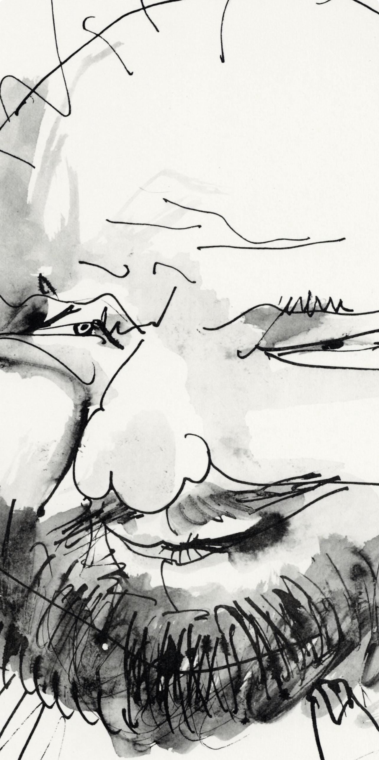 Pablo Picasso, Chauve, Barbu Et Hilare, Trait Et Lavis (Cramer No. 84), 40 Dessins De Picasso En
