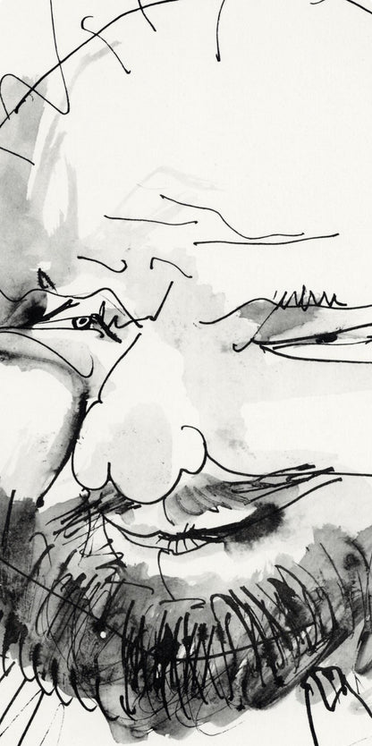Pablo Picasso, Chauve, Barbu Et Hilare, Trait Et Lavis (Cramer No. 84), 40 Dessins De Picasso En