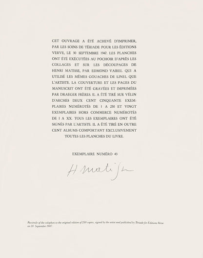 Henri Matisse, Le Cow-Boy, Jazz, Special Edition For The Museum Of Modern Art, Hliogravure