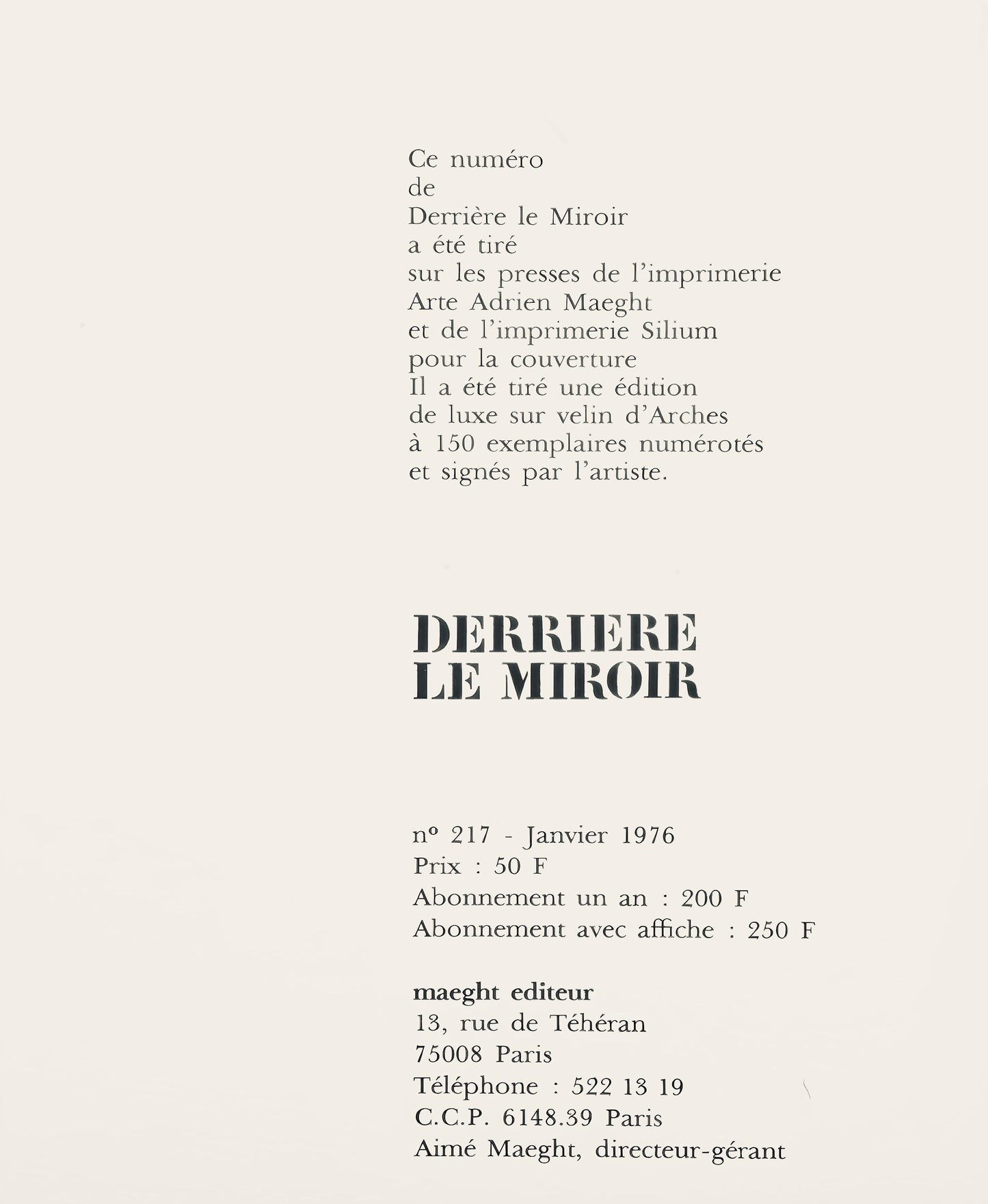 Pol Bury, Composition, Derrire Le Miroir, Lithograph