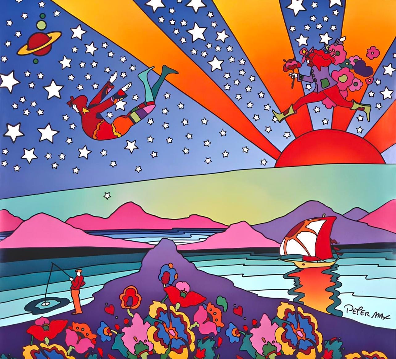 Peter Max, Earth Day, 1995, Hand Signed, Official Edition Offset Lithograph